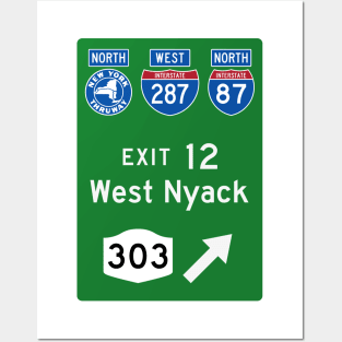 New York Northbound Thruway Exit 12: West Nyack NY Route 303 Posters and Art